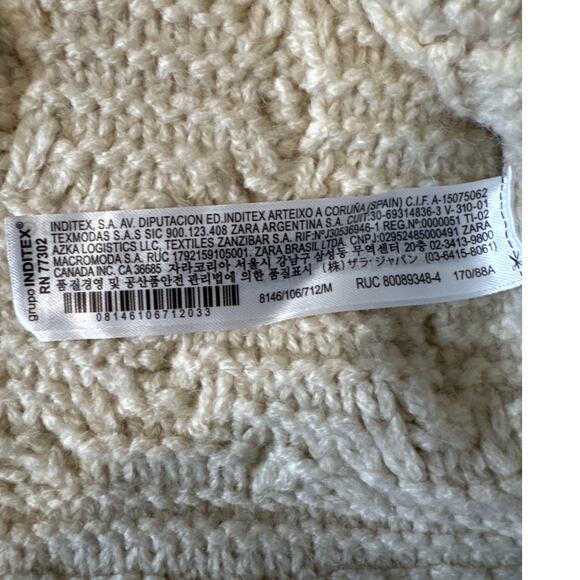 Zara Women’s Cream Cable Knit Sweater Size M Chunky Textured Pullover - Picture 8 of 8